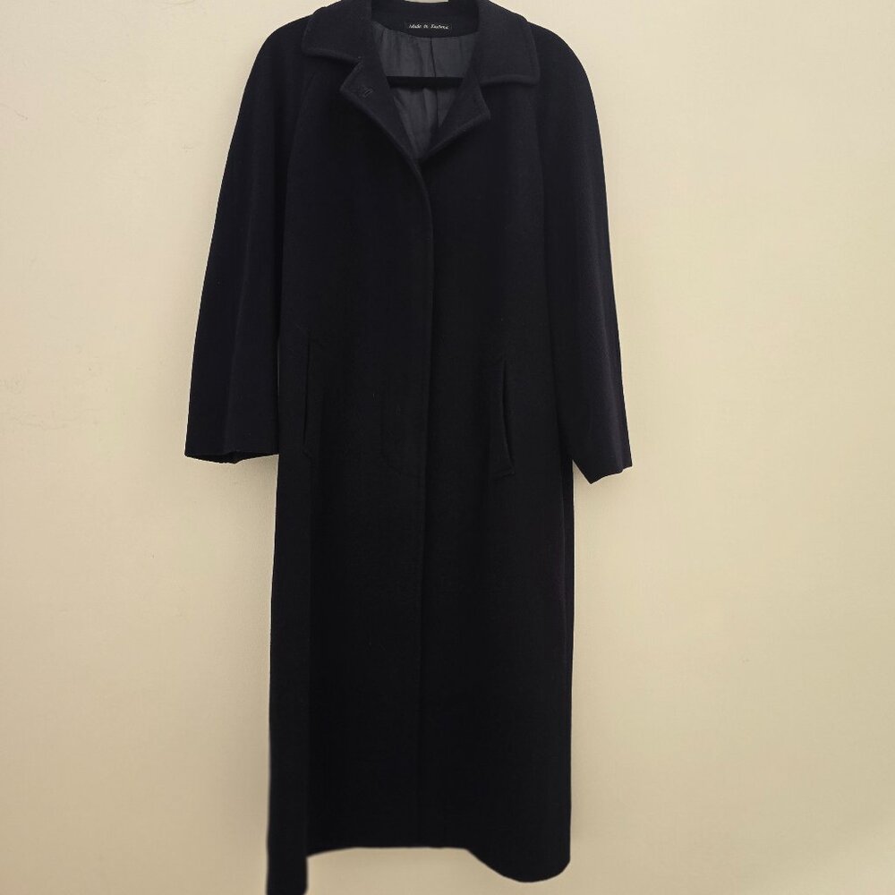 Burberry 90% Moorbrook Wool 10% Cashmere Long Coat, Dark Navy